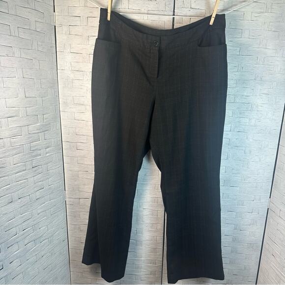 Lane Bryant trouser, black light gray plaid pockets, career evening plus size - Picture 1 of 9